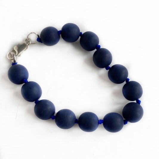 Dark navy drusy 8-inch power hand-knotted statement bracelet