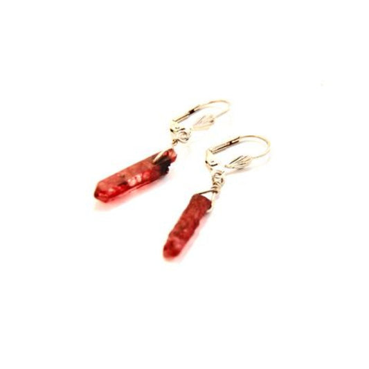 Red Crystal Spike Silver-plated Leverback Earrings Top View