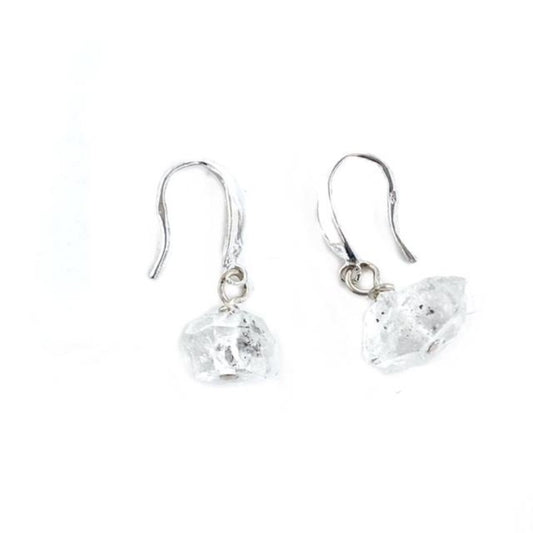 Tibetan Quartz Rock Facetted Earrings with Sterling Fishhook Ear Wires top view
