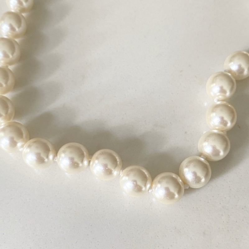 Ivory Glass Pearl Knotted Necklace