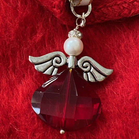 Faceted Red Crystal Angel ornament