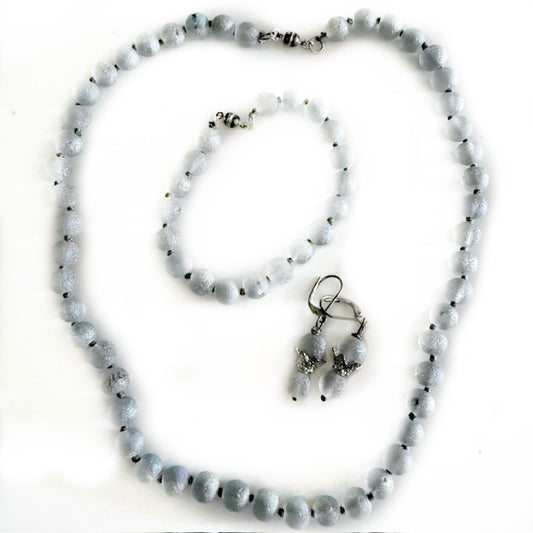 Pale blue Shimmer Necklace, Bracelet and Earring Set