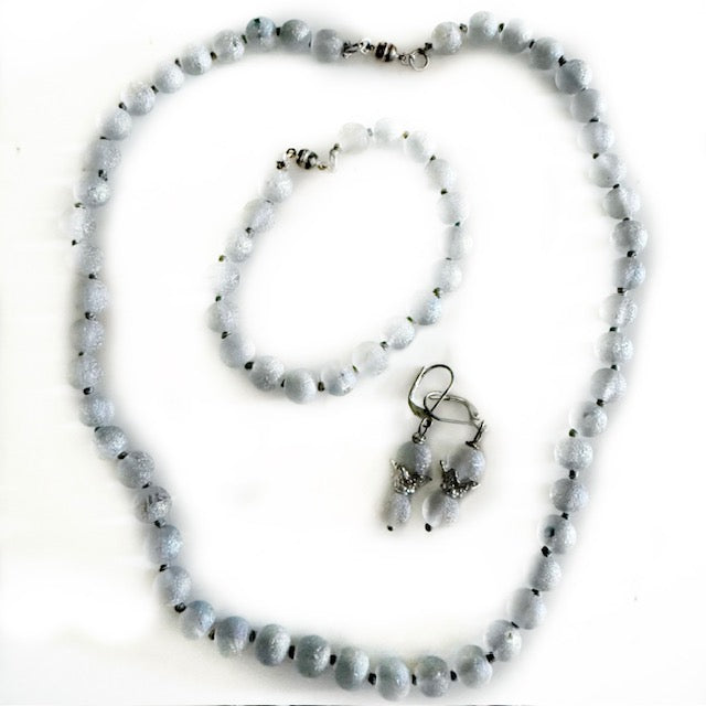 Pale blue Shimmer Necklace, Bracelet and Earring Set