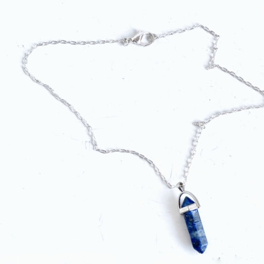 Lapis Lazuli Facetted Spike Pendant  Top View