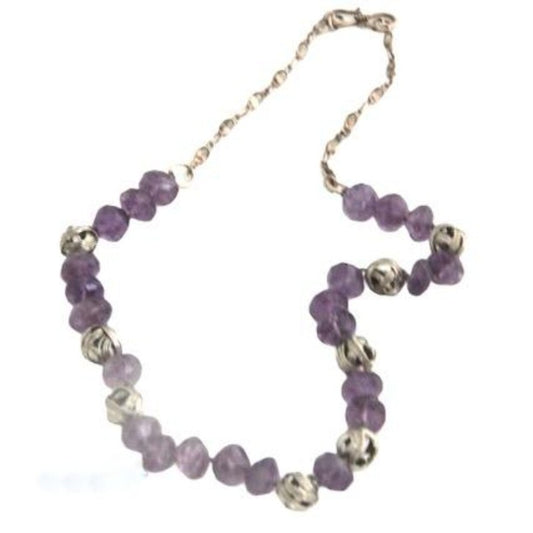 Amethyst 21" Hand-knotted Semiprecious Necklace 