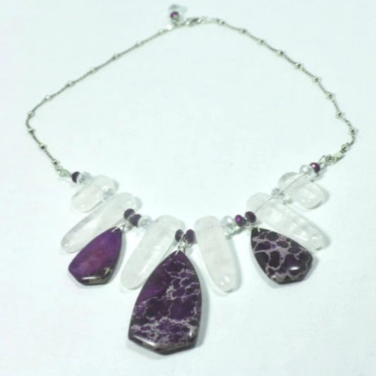 Purple Agate White Quartz Fantasy Necklace Top View