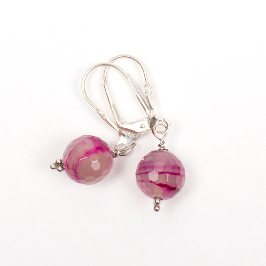 Striped Fuchsia Agate Earrings