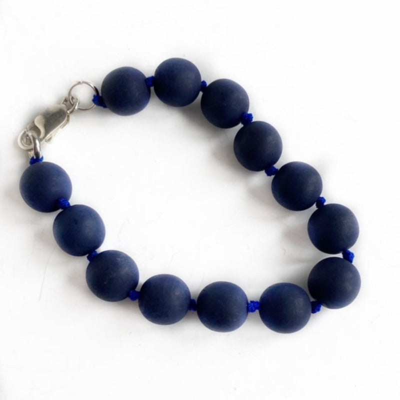 Dark navy drusy 8-inch power hand-knotted statement bracelet