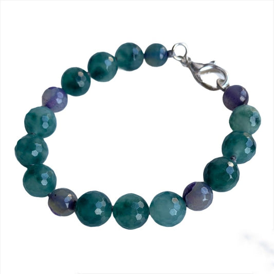 Purple Lotus Mottled Agate Green Sardonyx Knotted Bracelet