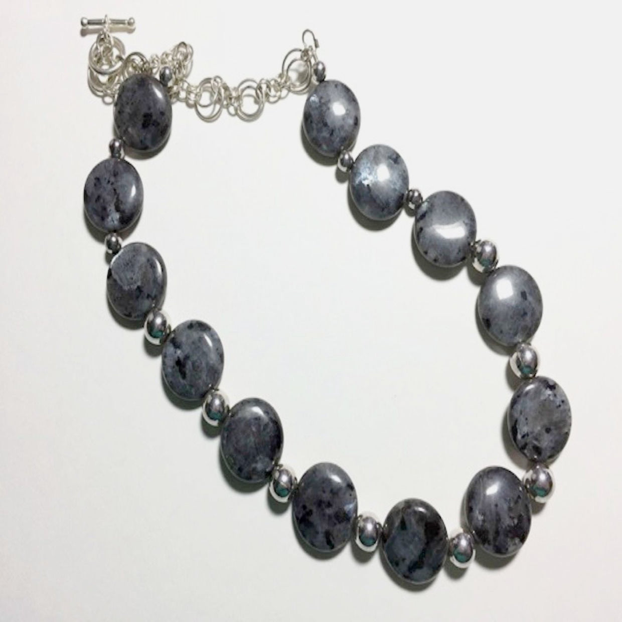 Gray Coin Labradorite Necklace