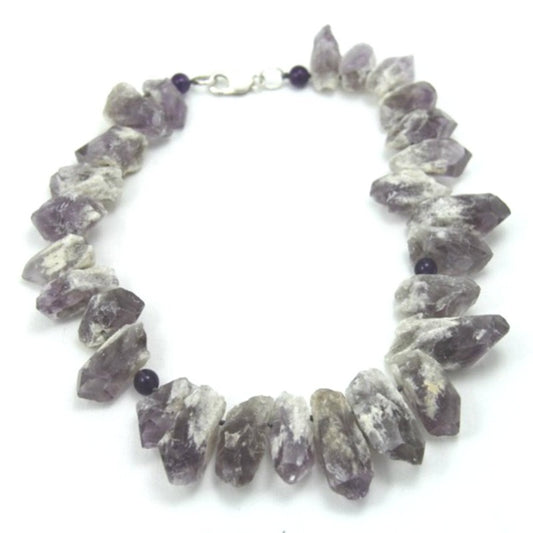 Hand-knotted 17 1/2 Inch Chunky Raw Amethyst Statement Power Necklace