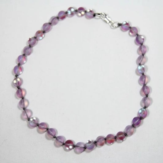 Iridescent Pink Crystal Glow Necklace