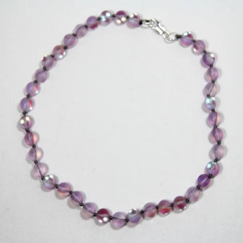 Iridescent Pink Crystal Glow Necklace