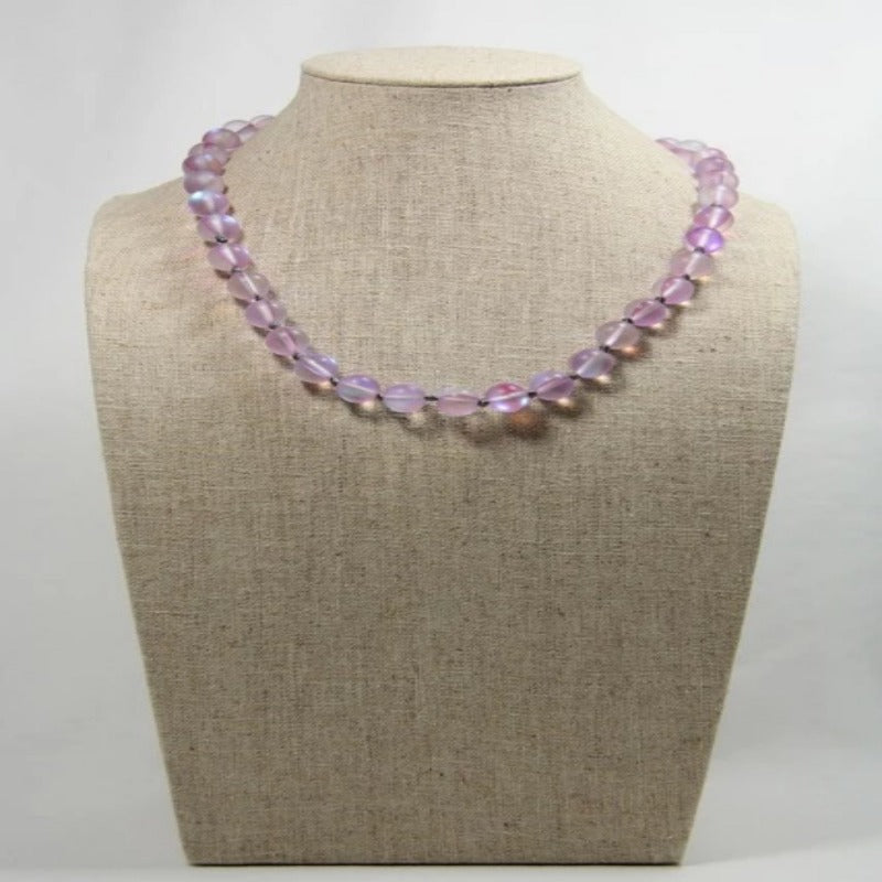 Iridescent Pink Crystal Glow Necklace