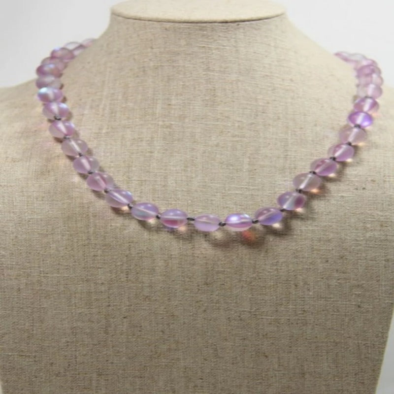 Iridescent Pink Crystal Glow Necklace