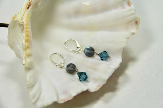 Iridescent Inky Blue Crystal Glow Earrings