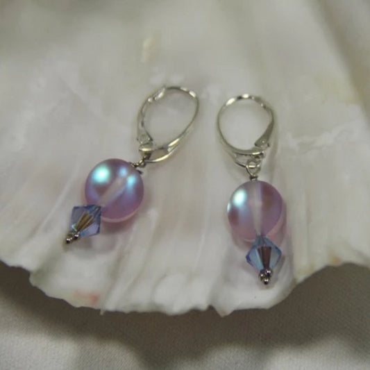 Iridescent Pink Glow Crystal Earrings