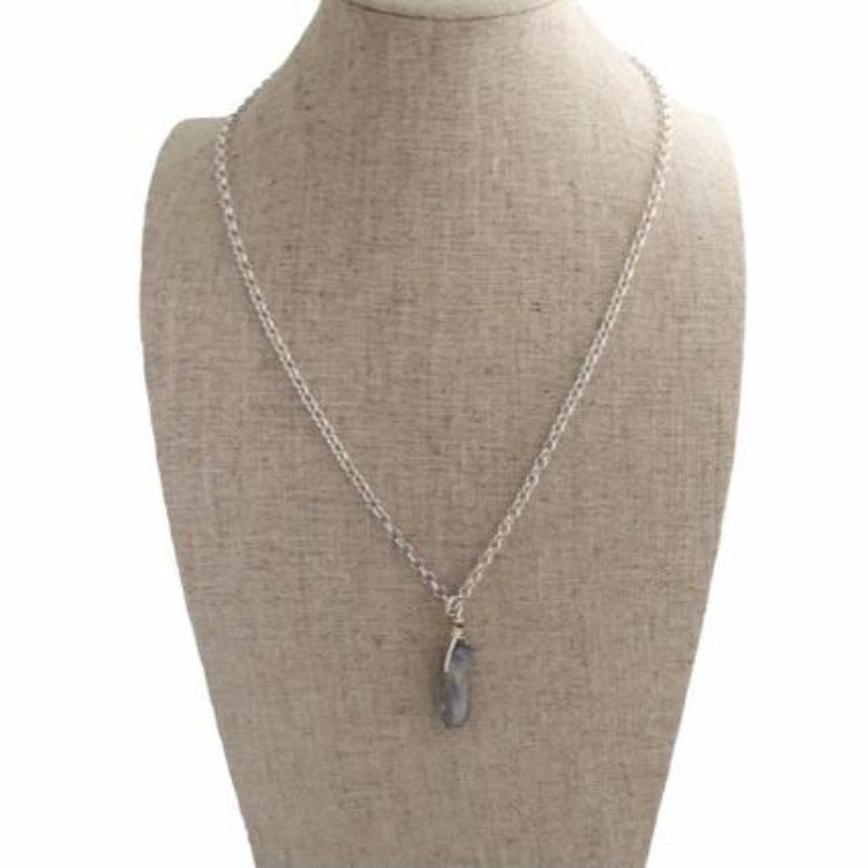 Lavender Electroplated Quartz Crystal Spike Pendant 20