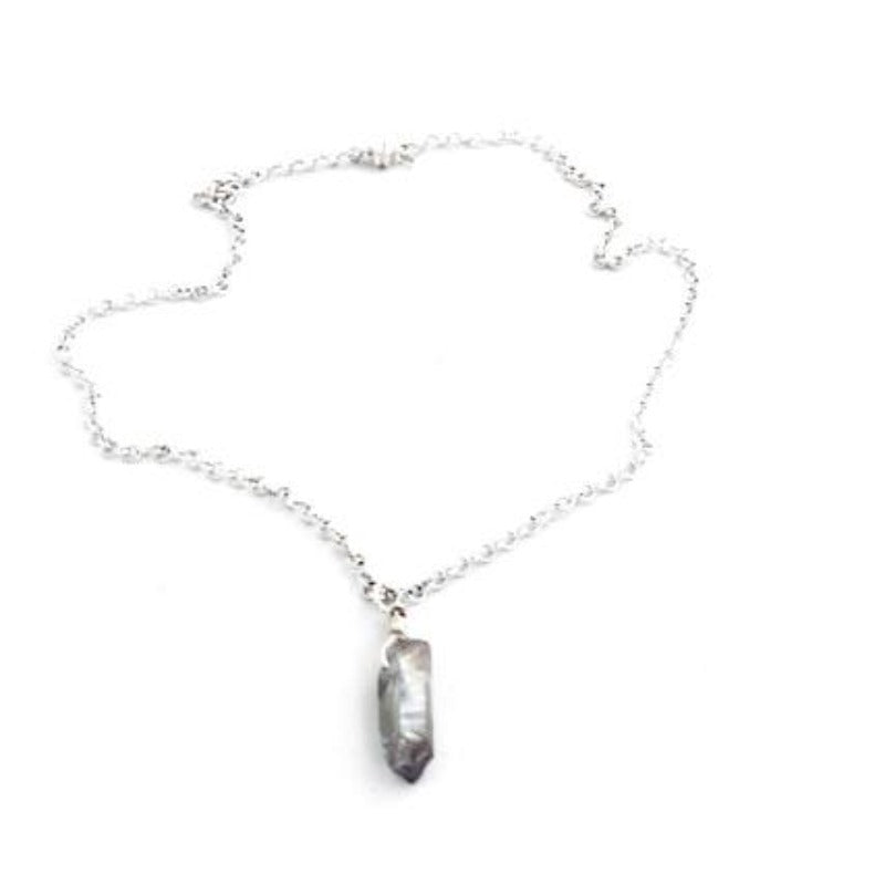 Lavender Electroplated Quartz Crystal Spike Pendant 20