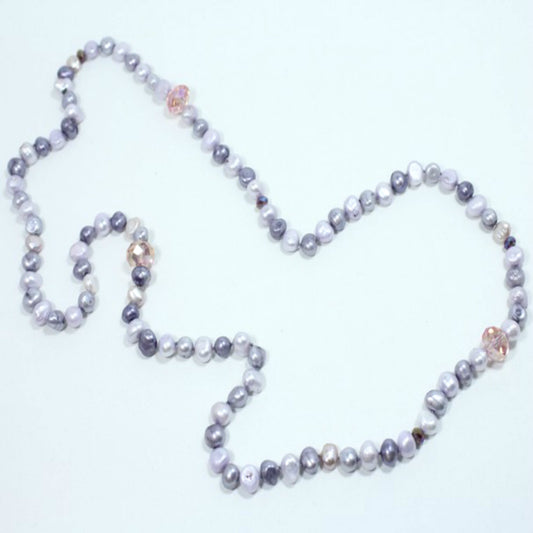 Long 34 inch Versatile Lavender Pearl Necklace