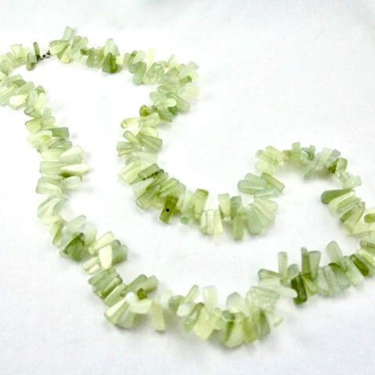 Long 35" Green Aventurine Beaded Necklace Top View