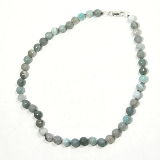 Beach Inspired Hand-knotted Ocean Blue Agate Necklace Top View