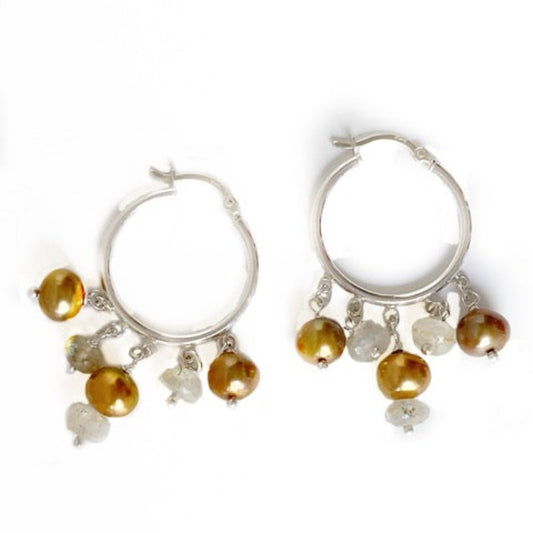 Special HONOUR Gold Pearl Sterling Silver Hoop Earrings (Custom Order)