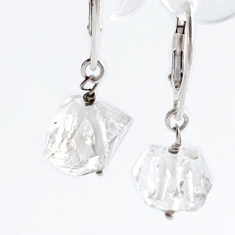 Tibetan Quartz Rock Drop Earrings suspended on Earring Display
