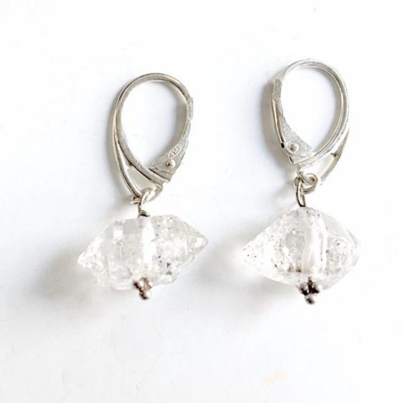 Tibetan Quartz Rock Drop Earrings Sterling Leverbacks