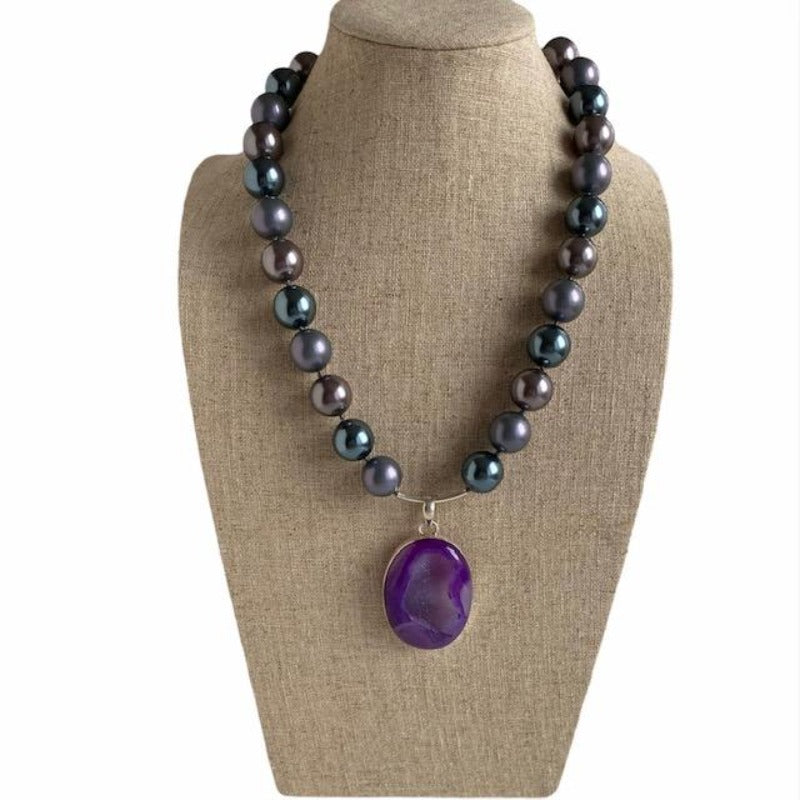Variegated Shell Pearl Purple Drusy 